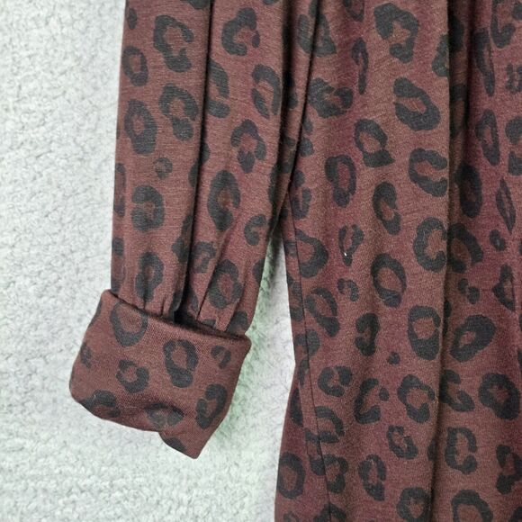 Ann Taylor Open Front Leopard Cardigan Large Brown Black Trendy Fall Workwear - Picture 10 of 14
